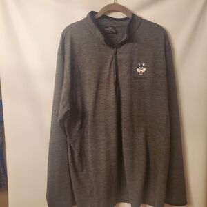 Men's U-CONN Huskies Sz XL half zip Colosseum gray/navy trim jersey